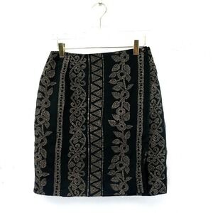 Black Mock Wrap Skirt Womens MEDIUM 8 Floral Mini Boho‎ Party ABRIA 28x20 CANADA